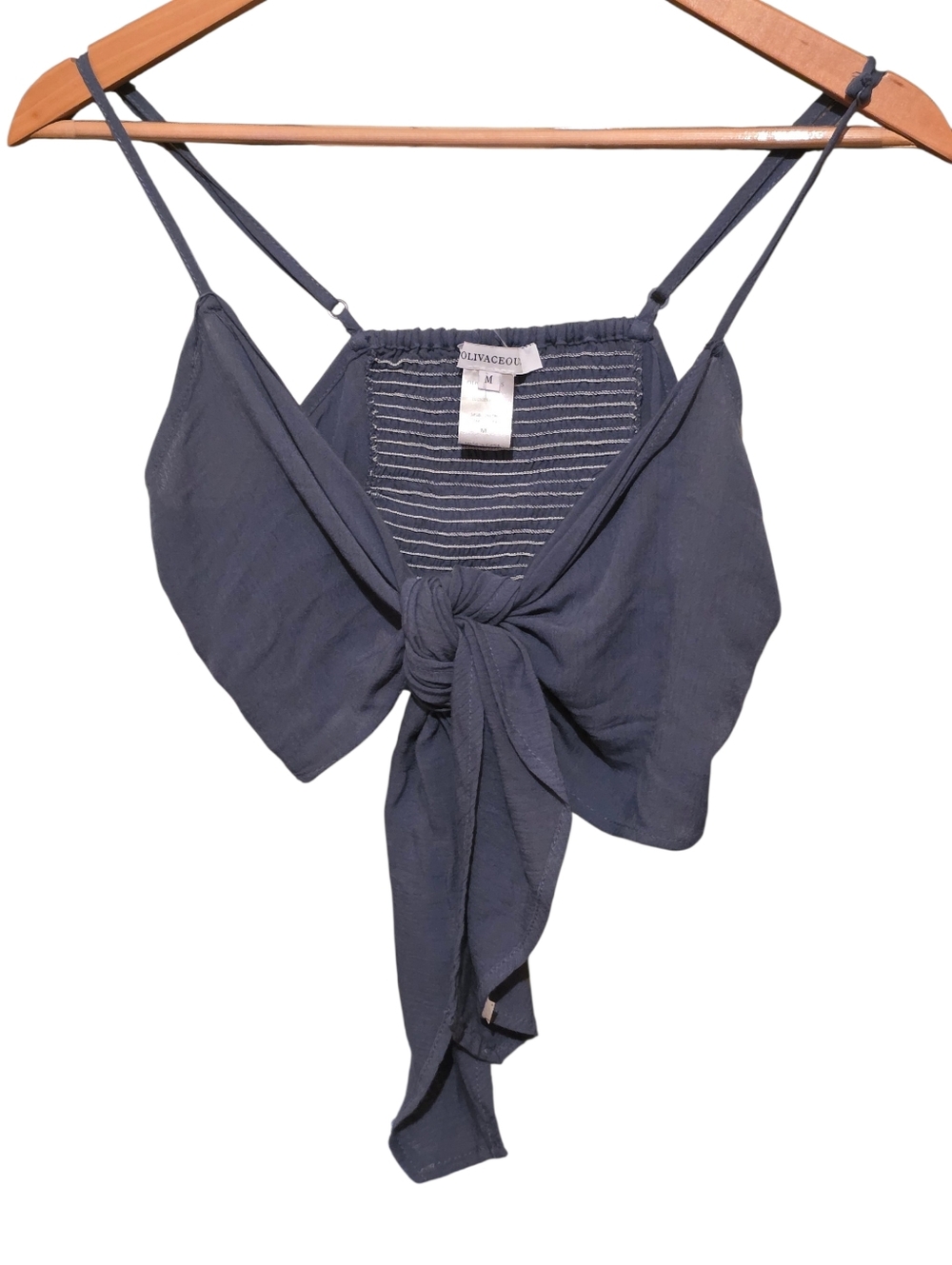 Oliviaceous Blue Tie Front Adjustable Strap Crop Top Size M EUC Summer Festival